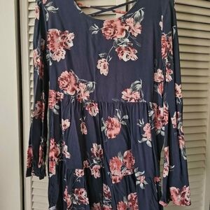 Arizona Jean Company Floral Mini Dress - Navy and Pink